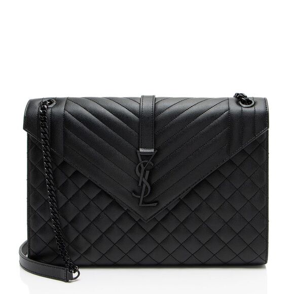 Saint Laurent Mixed Matelasse Grain de Poudre Monogram Large Shoulder Bag - Picture 1 of 11